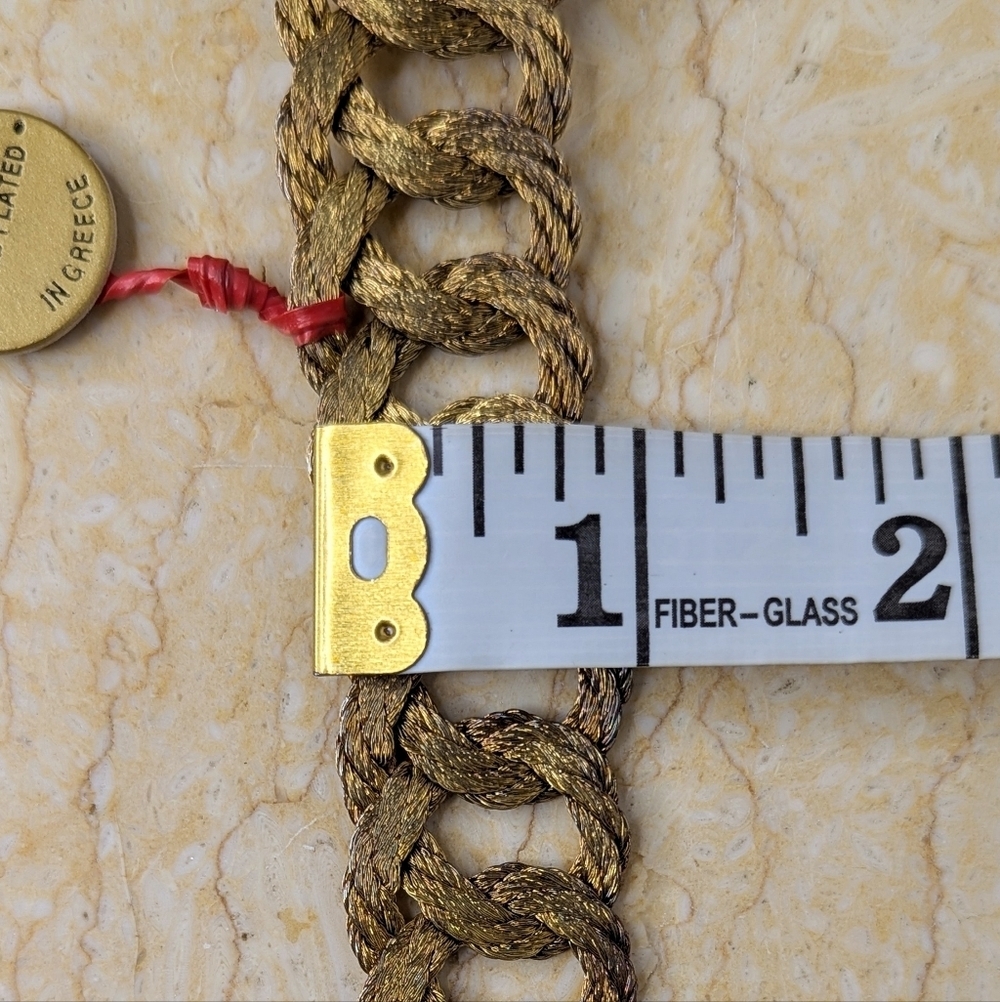 Vintage Grecian 18k Gold Plated Woven Wire Handmade Belt & Buckle - Picture 7 of 12